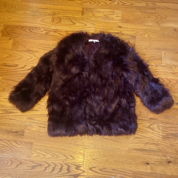 Lovers + Friends Deep Burgundy/Wine Faux Fur Jacket - Picture 7 of 14